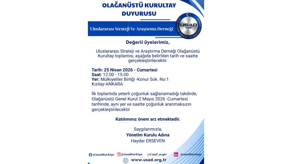 OLAĞANÜSTÜ KURULTAY DUYURUSU